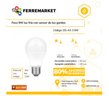 FOCO 9W LUZ FRIA CON SENSOR DE LUZ GARDEX