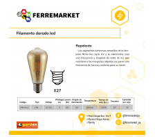 FOCO FILAMENTO DORADO LED GARDEX