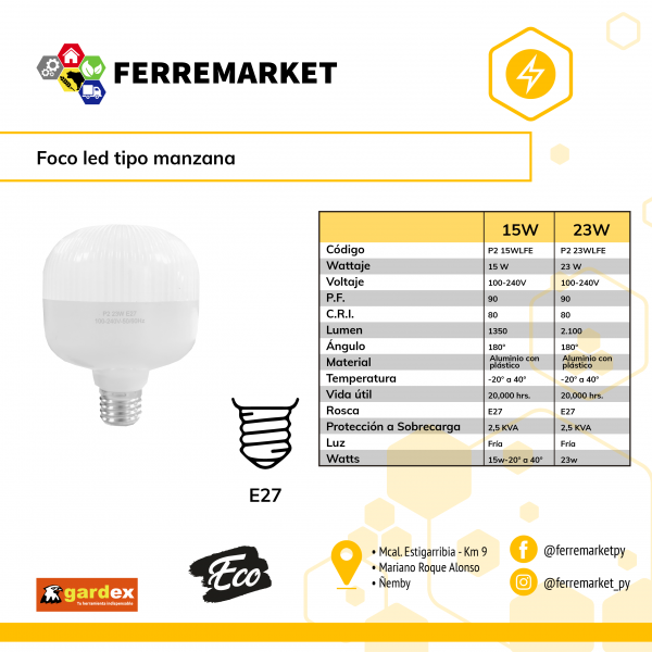 FOCO LED GARDEX ECO TIPO MANZANA